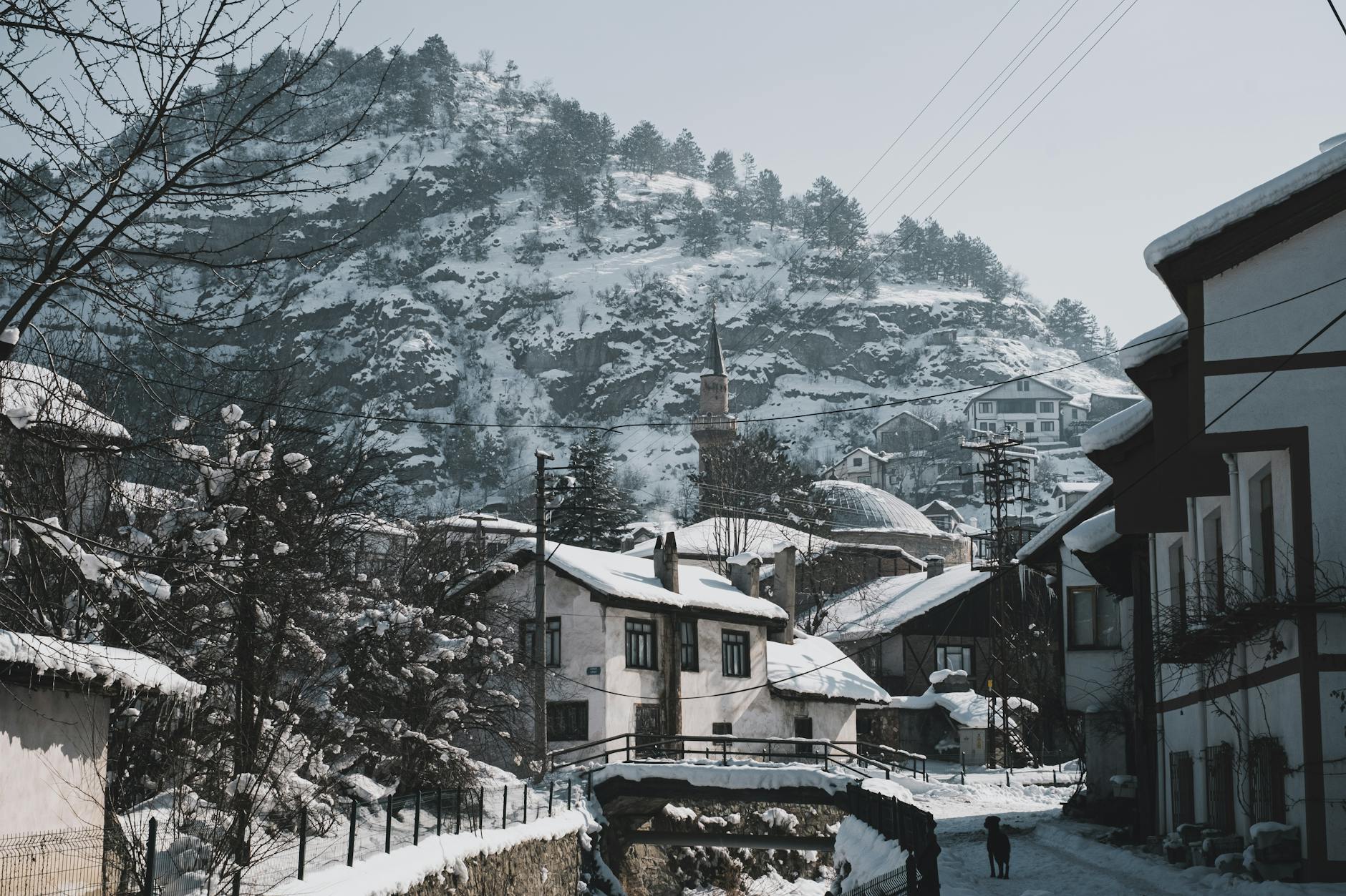 Mudurnu'da Osmanlı dönemi konaklar ve karlı manzara